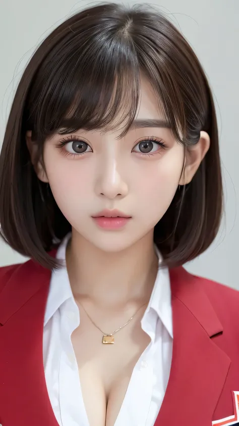 ((   Korean Mix       ))    ,     Strong gaze、
((     best quality  )),                   1 girl, (                bust size E cup               ),                      staring beautifully into the camera with detailed eyes ,    、   ( Very short nose hairs...