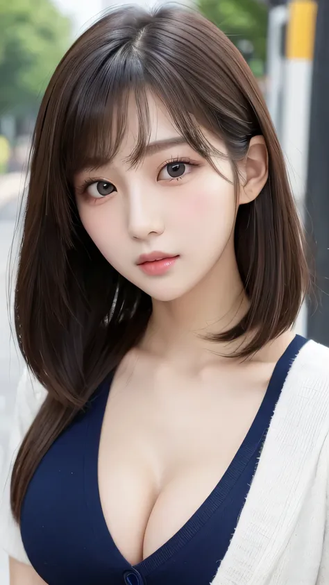 ((   Korean Mix       ))    ,     Strong gaze、
((     best quality  )),,                    1 girl, (                bust size E cup               ),                      staring beautifully into the camera with detailed eyes ,    、   ( Very short nose hai...