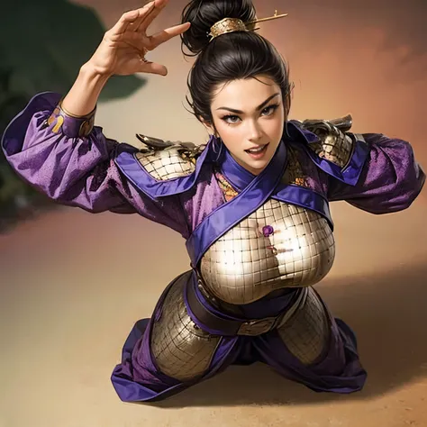 (( from the top of her head to her thighs)),  Three Kingdoms illustration , Female solo,  Beautiful Woman,  beautiful face,  perfect hand , ( black hair ),  sexy expression ,  wink your eyes,   excited expression, Various facial expressions,  various poses...