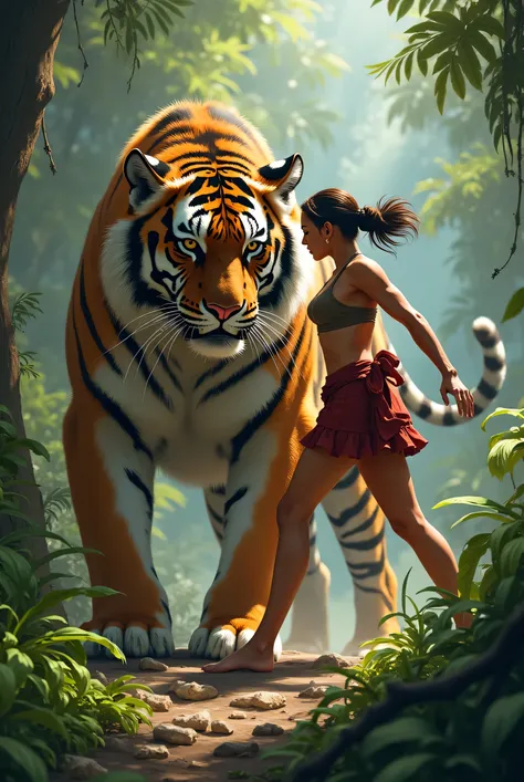 lady girl are killing tiger