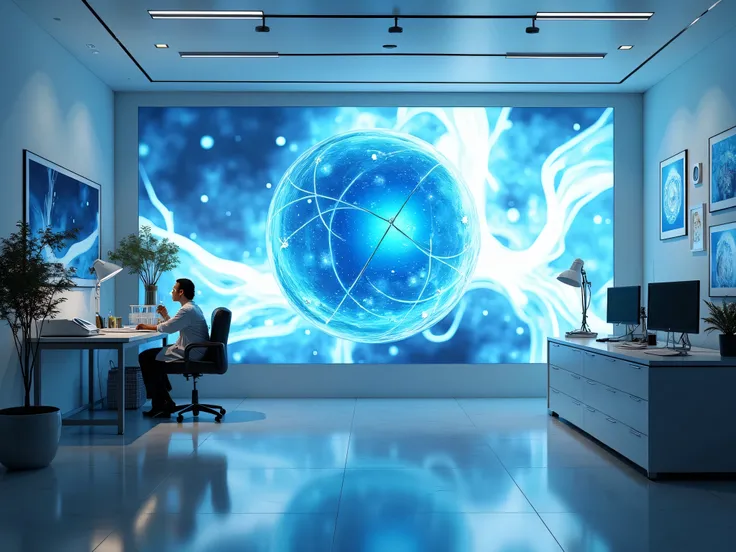 digital Scientific house room with blue and white combination abstract image