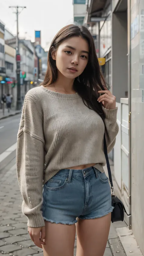 Résolution Haute, short jeans et pull, korean, Seoul