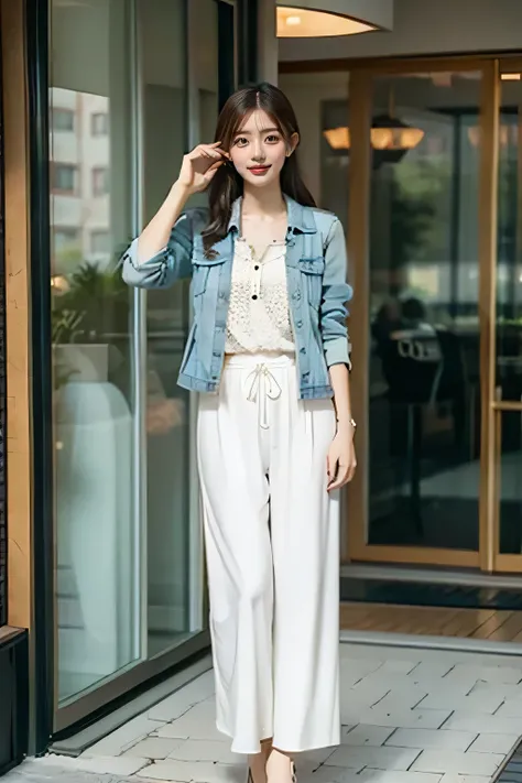 ((  Best Quality  )), ((masterpiece)), ( Details ),   1girl  ,18 year old japanese girl ， First person perspective ， real person， 8k octagonal rendering ,  Shine Effect , Aho, preauricular hair, ， Medium chest ，Lace-up High Heels ，pedestrian mall，Clear fac...