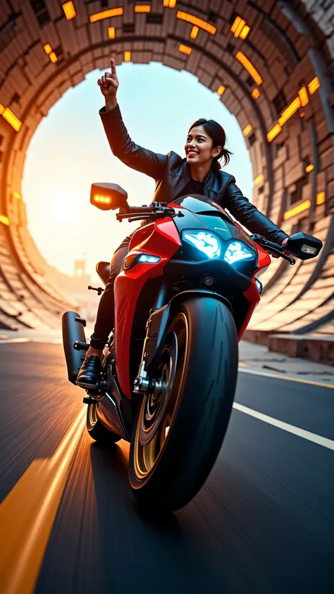 "Experience the Rush of Freedom.
Unleash your inner power with the most sought-after motorcycle of 2303, designed for those who crave the thrill of the ride.
In the glowing tunnel of time, where reality bends and speed knows no limits, [Brand Name]’s high-...
