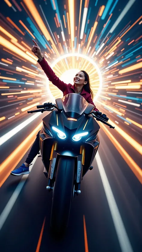"Experience the Rush of Freedom.
Unleash your inner power with the most sought-after motorcycle of 2303, designed for those who crave the thrill of the ride.
In the glowing tunnel of time, where reality bends and speed knows no limits, [Brand Name]’s high-...