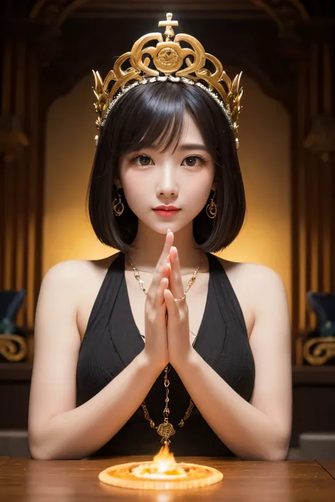  high definition,  real , cute face ,  cute face , beautiful woman、 beautiful girl、 Artistic 、 mysterious in another dimension、 fantastic、Fantastic、 Wave of the Sun Ring、 Sun Moon Theology、Thousand-Armed Kannon、Spell casting、 Evil Goddess 、 Symmetry