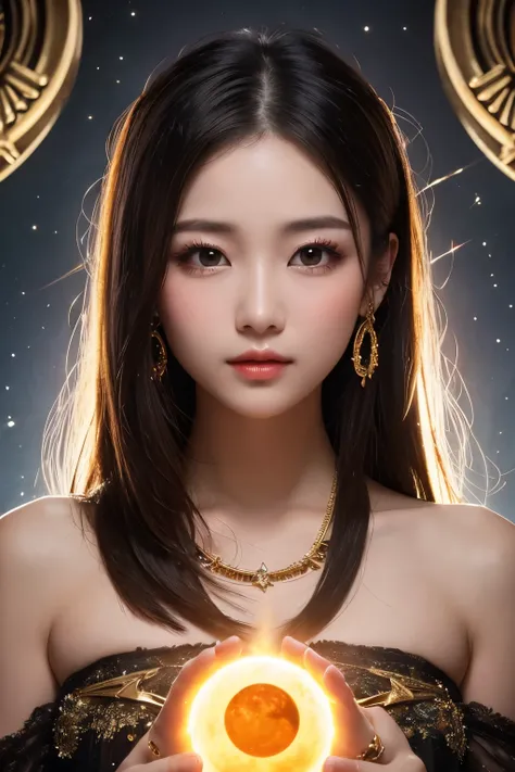  high definition,  real , cute face ,  cute face , beautiful woman、 beautiful girl、 Artistic 、 mysterious in another dimension、 fantastic、Fantastic、The Sun Ring Meteor 、 Sun Moon Theology、Spell casting、 Eros, the evil god、 Symmetry、