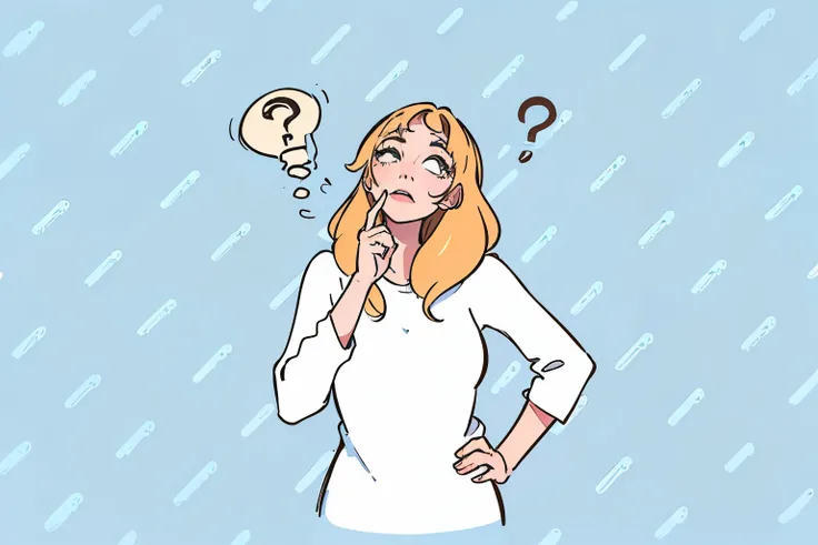  Illustration  of a woman with a question mark on her face, thinking, proffesional  Illustration , vector drawing, simple  Illustration ,  Illustration !,  Illustration  style, considered ), wikihow  Illustration , considered,  trending on Pixabay , profes...