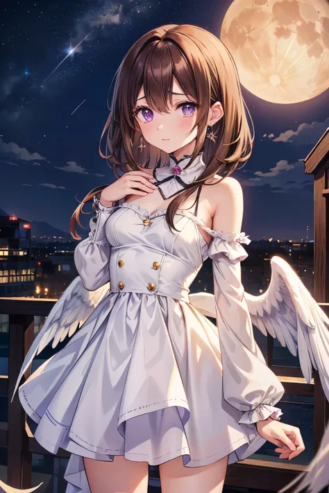 
An anime-style girl has medium hair hair with sideburns and sauvage.
She has medium hair hair with sideburns and sauvage,wears moon-shaped earrings, flowing brown hair and violet eyes,White, slender legs and a slim waist.

It's always the same as being de...