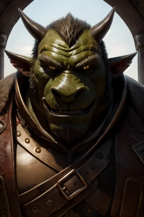 male wearing an ogre mask