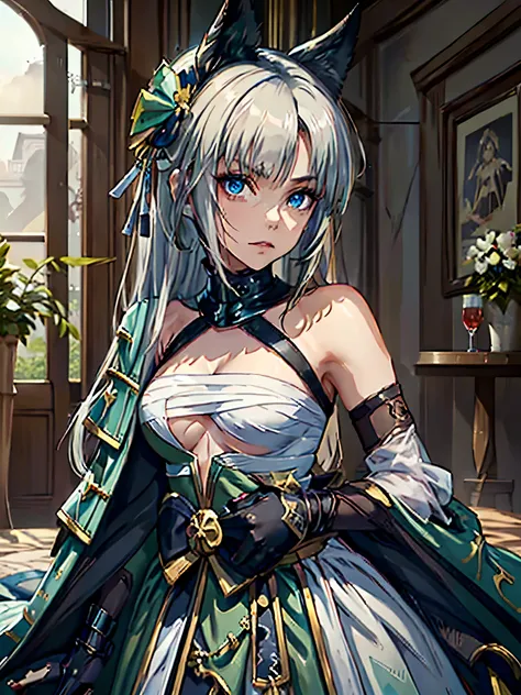 ((DARK FANTASY COLORING, DARK COLOR PALETTE, SORROW LIGHTING))
((masterpiece, best quality, uhd, detailed, detailed eyes)), (1girl, anime girl in the mansion hall),(mature, kemono mimi), (solo, upper body, half body, portraits), (female focus, blue eyes gi...