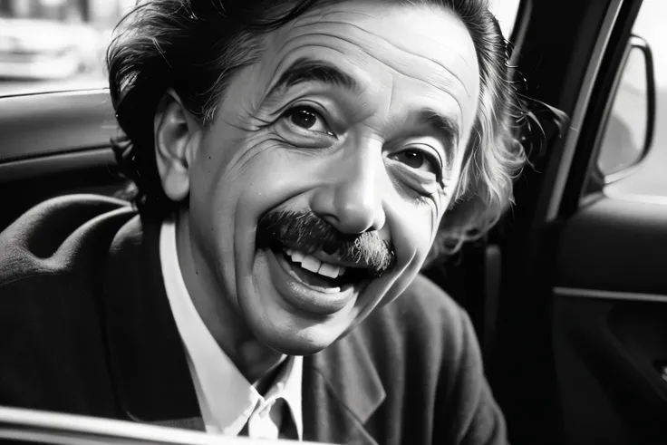 albert  Einstein is sticking out his tongue in a car, Maurice Gottlieb , Pexels,  surrealism, albert  Einstein,  Einstein, portrait of albert  Einstein, portrait of  Einstein,  tongue only for the eyeball, albert  Einstein as a ager,  crazy smile , Famous ...