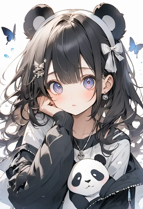 Anime character styles、 one girl,  panda 