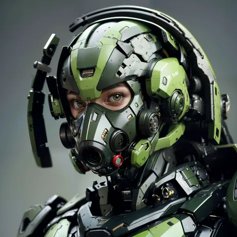 The highest high quality very details,   Details,  high quality, 最 high quality,  high resolution, 1080P,  hard disk,  beautiful,(There are wires and cables connected to the head and body of the combat machine ),( perfect headgear ),See the whole picture, ...