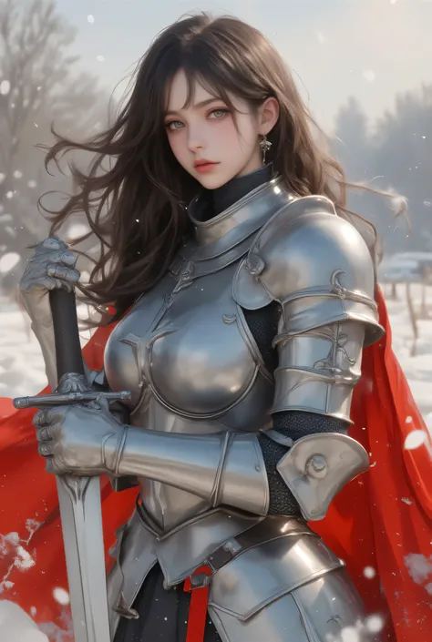 masterpiece, top grade, best quality, high resolution during boxing, REALISTIC PICTURES, RAW photo, 8K background integrated with extremely detailed CG.
Female knight with long dark brown hair , slightly wavy . A young and beautiful knight . Very...