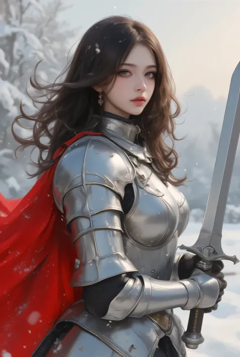 masterpiece, top grade, best quality, high resolution during boxing, REALISTIC PICTURES, RAW photo, 8K background integrated with extremely detailed CG.
Female knight with long dark brown hair , slightly wavy . A young and beautiful knight . Very...