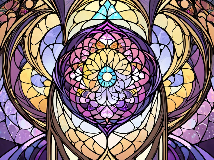 masterpiece, top quality, fractal art, Stained Glass Art Styles, Gloss, purple cabetsu