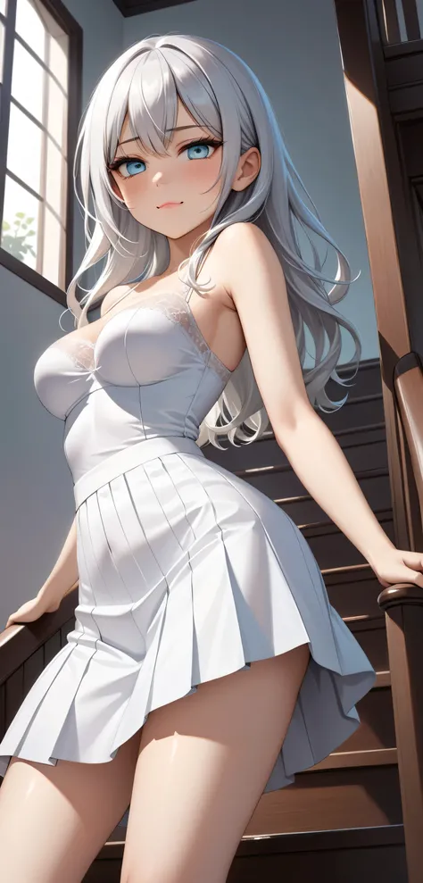 ((Random Sexy pose)), ((Ultra detailing)), (very aesthetic, best quality, ultra detailed), intricate details,
1girl, silver hair, silver eyes,((Detailed eyes)), ((Beautifull eyes)), ((prefect eyes)), long hair, Medium breasts, shy, Licking her lips, Blush,...