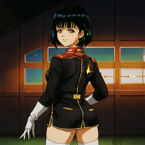 ultra-High resolution, score_9,score_8_up,score_7_up,score_6_up,score_5_up,score_4_up, BREAK, source_anime, anime screencap, uncensored, rating_explicit, Masterpiece, curvy, looking at viewer, (((solo, 1girl))), hair ornament, (((TitanOutfit))), smile, hap...