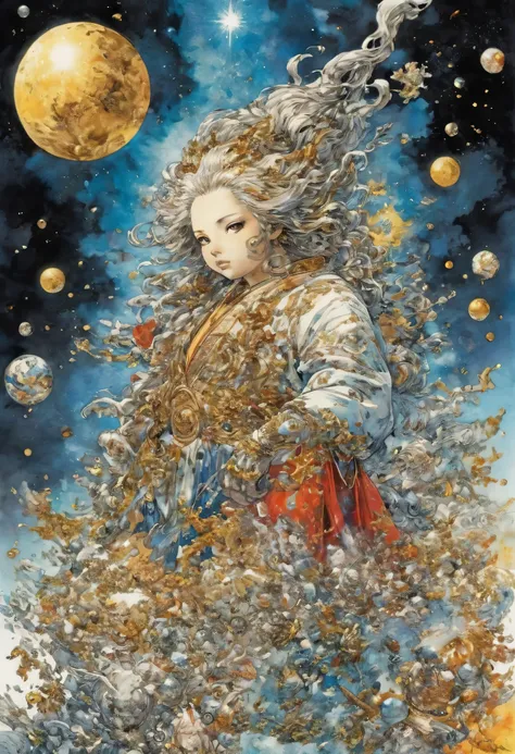  Terada Katsuya Style  、Manga comic  ,   graphic art,   Lithography  , watercolor、Light source from below、   greatest masterpiece in history 、 glitter、Ultra high definition 、Human Passion 、