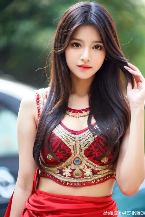 Create a girl like a k pop star aria  indian dress in indian look in shirt