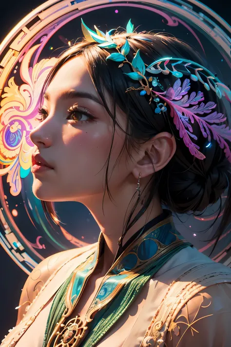 an extremely psychedelic portrait of a healer, surreal, LSD, face, detailed, intricate, elegant, agile, highly detailed, digital painting, art station, concept art, smooth, sharp focus, illustration, 1girl, full body