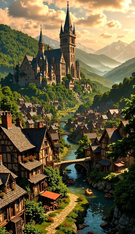 Beautiful valley, with a medieval town.