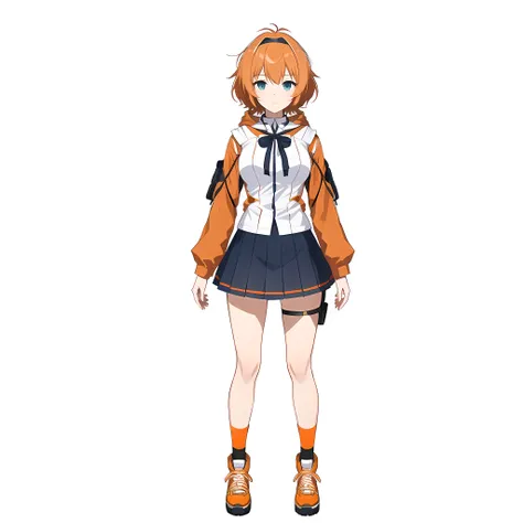  skirt standing with their hands shoulder-width apart, sayori, Anime full body illustration , anime vtuber full body model ,  female protagonist taking up arms 👀 :8, April Rendering,  anime-style characters ,  full body portrait of a short person !,  High ...