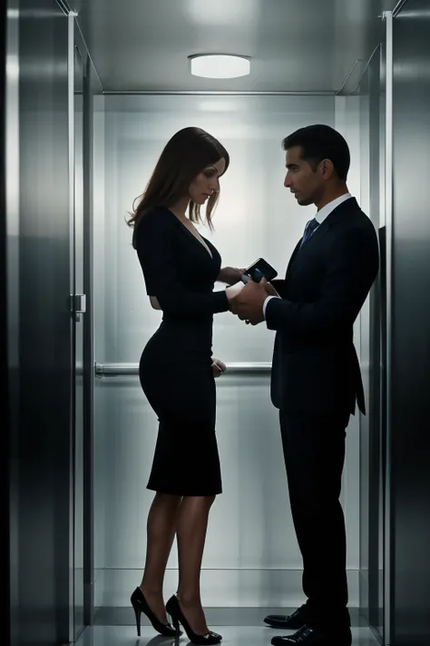 **Title: "The Elevator Secret"**  

A man and a woman step into a dimly lit elevator late at night. The man, wearing a suit, adjusts his tie nervously. The woman, in a sleek dress, presses the button for the top floor.  

As the elevator begins to rise, th...