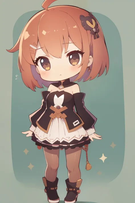 woman, short hair, cute outfit, chibi,