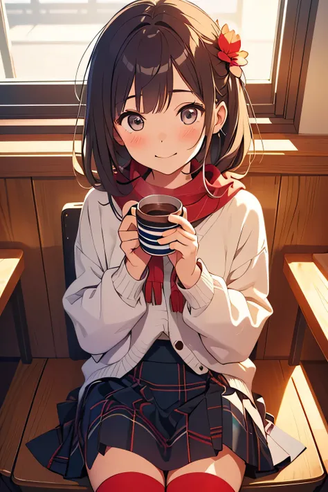  top quality、 high resolution、( high definition:1.2)、masterpiece、 detailed background、Teenage beauty、
Cold winter day、 and narrows her eyes so cute {x} a girl who wraps her hands around hot chocolate in a mug、「Warm～Hey... 」 smiles 、 whistles and takes a si...