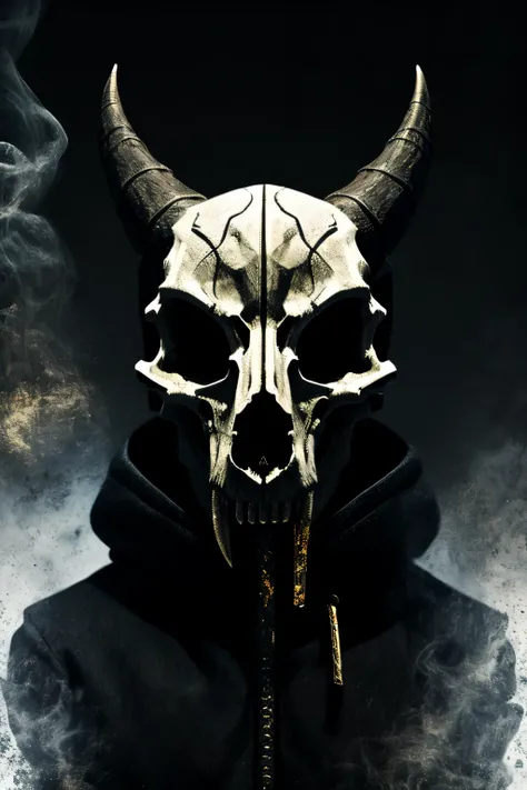 Skull To smoke, Dark style image, Image painted in artistic style, image with white background volumetric lighting, Black and white color image, 24K