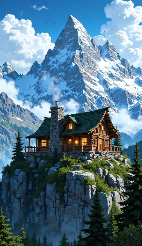 Beautiful cabin on top of a mountain