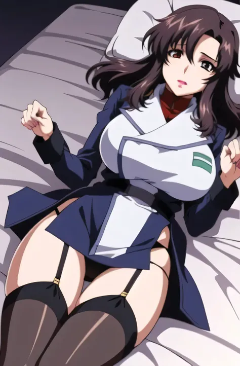  Big Breasts， Raped， black underwearが見える，（ lying on bed  、    The black underwear with a garter belt can be seen from the   ）,（Sad Face ）,（     defenseless person trapped in bed     ）,（  big boobs sticking out of clothes    ） angle  ，       miniskirt ，    ...