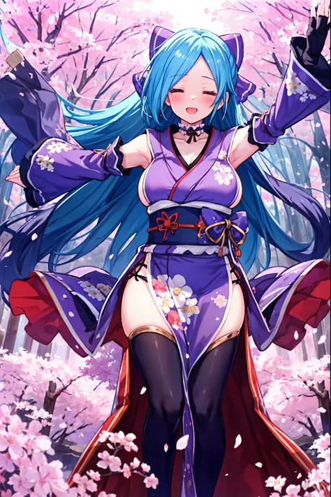 masterpiece, best quality, (1girl, solo),
yamato iori, 1young__girl, virtual youtuber, solo, gloves, bow, hair bow, long hair, hair over one eye, thighhighs, blue hair, fingerless gloves, closed_eyes, japanese clothes, full body, detached sleeves, ponytail...