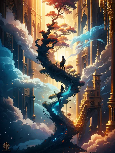 Dreamy art trees are alive, Colored smoke, Crazy Details ,  Steampunk Details,  intricate details, Extremely sophisticated,