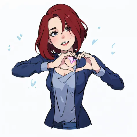 cartoon of a woman making a heart with her hands, an animation cel of Dana Scully, Wanda Maximoff , Clarice Starling, Dana Scully,  hands behind the body Pose !,  in cartoon style , amy pond,  inspired by a cartoon drawing by Whitney Darrow,  cel - shaded ...