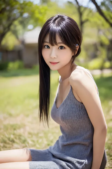 Photogravure, (High reality photograph, high resolusion, cute face, detailed face, detailed eyes), a skinny Japanese lady, 30 years old, solo:1, slender body, very thin waist, correct body anatomy, various hair style, sexy knit dress, sitting on a man, ful...