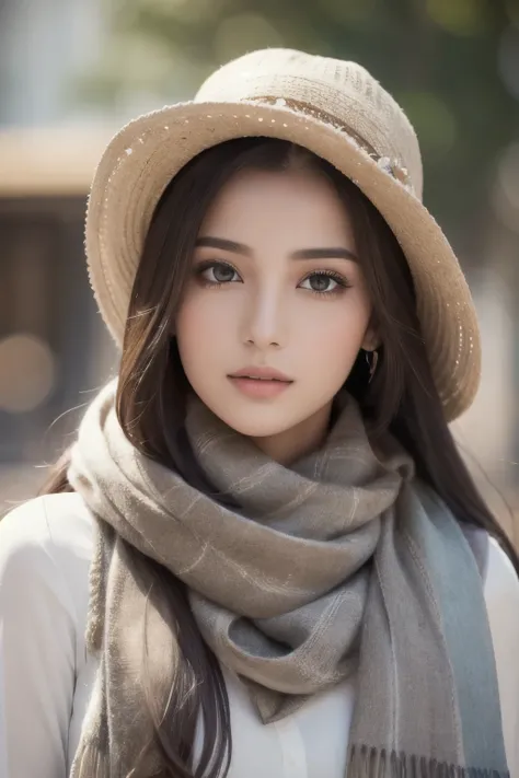  Long Haired Arabian Style Woman Wearing Hat and Scarf, Photorealistic Digital Art 4k,  realistic digital art 4k,  Soft Portrait Shot 8k, photo Realistic Art Style , photoRealistic beautiful face, Realistic portraits,  Beautiful Digital Artwork, Realistic ...