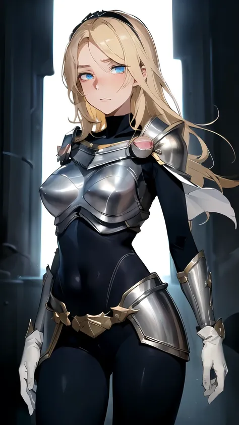 ((masterpiece,best quality)), { ratatatat74_artstyle_LoRA(1.2( : Manga_Style } {horror_edit}  {horror_edit : creepy_room_aura} } {  :(lux1, long hair, blonde,  ) , perfectly_shape_breast : perfectly_slender_body   } { , armor, breastplate, bodysuit, white ...