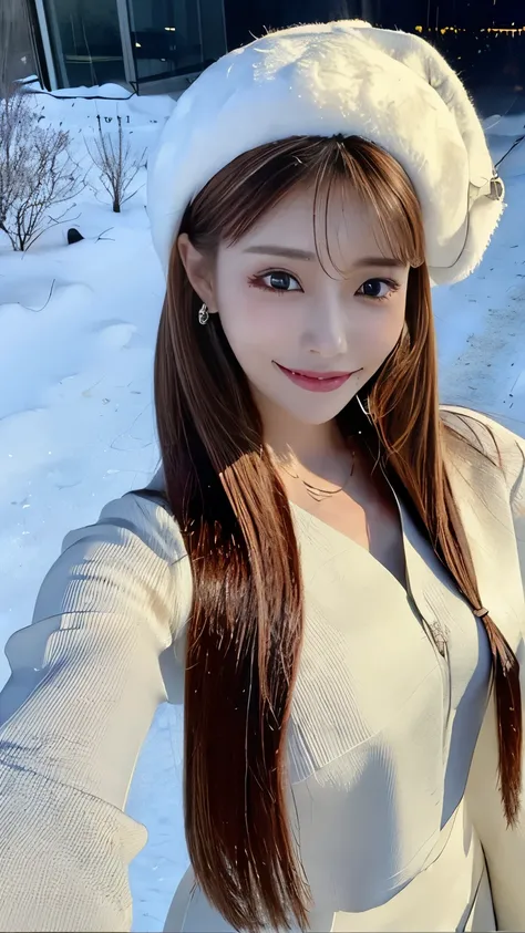 ((Ultimate sensation, 8K, masterpiece:1.3)), a beautiful woman with defined abs:1.3, (random-colored straight long hair, large chest:1.4), beautiful snowy landscape, ((random-colored winter outfit)), ((fashion suitable for the New Year)), elegant posture, ...