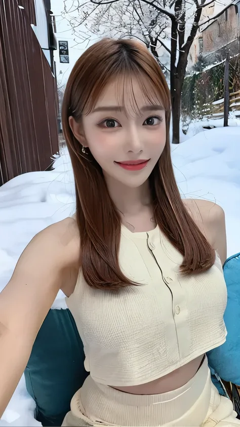 ((Ultimate sensation, 8K, masterpiece:1.3)), a beautiful woman with defined abs:1.3, (random-colored straight long hair, large chest:1.4), beautiful snowy landscape, ((random-colored winter outfit)), ((fashion suitable for the New Year)), elegant posture, ...