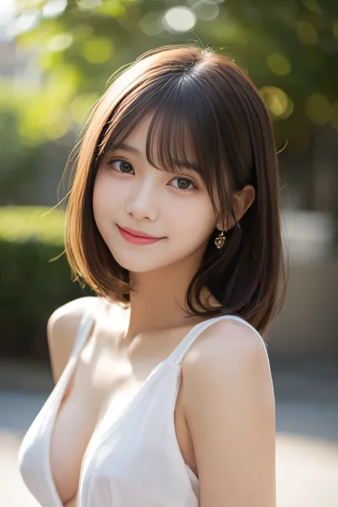 masterpiece、 top quality、 Super Detail、 fine detail、 high resolution、8k, wallpaper、 perfect dynamic composition、20 years old、 girl、 cute、Amazingly Perfect and Beautiful Face 、 beautiful detailed eyes、 glossy lips、smile、 medium hair、Light hair 、 Hair、 tousl...