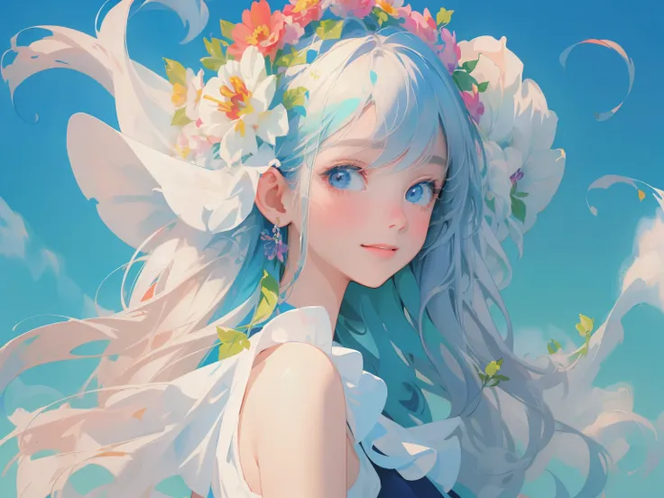 (masterpiece,   top quality of talks,   Official Art :1.2), (  colorful ),   perfect anatomy,     one girl ,  alone,  (flower background:1.5), floating   colorful  water,    Girl's Hot Face   ,    Details ,   dynamic angle ,    beautiful details , 8k, smil...