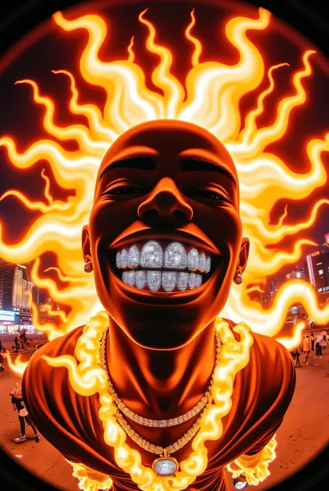 gr!llz, ,Ebony character enveloped in intense thick colored energy. Their face is obscured by the overwhelming thick glow::7.2 , large anime energy aura size 6 inches from body emphasizing the sheer power they are unleashing::6.4 .smiling into the camera,...