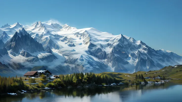 Mountain々Digital rendering by , The Alps, 雪Mountainとアイス, Chamonix , The Alpsの風景, The Alps気候, Mountainと湖, スイスThe Alps, 雪をかぶったMountain々, 美しいMountainの景色, eye level medium shot by Alexander Runciman , Mountain岳地帯, 見事なMountain々, , moutain, by Werner Anderma...