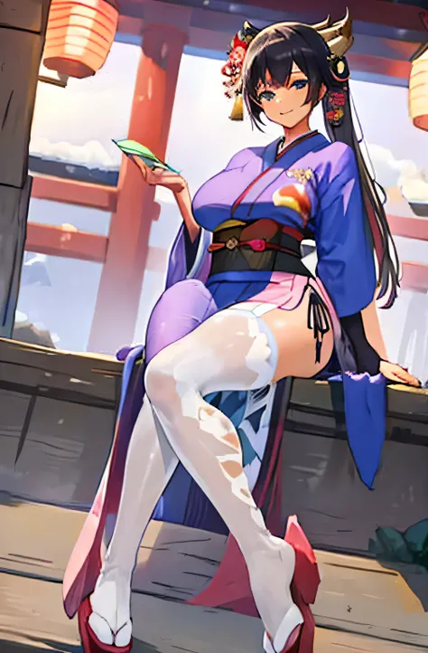 ((best quality)), ((masterpiece)), (detailed),the most huge tits,Brightly vivid colored patterned stocking,Brightly colored body stocking,shiny Brightly vivid colored pantyhose,foot job,a Japanese shrine maiden,give a penis footjob,female genitalia,shiny v...