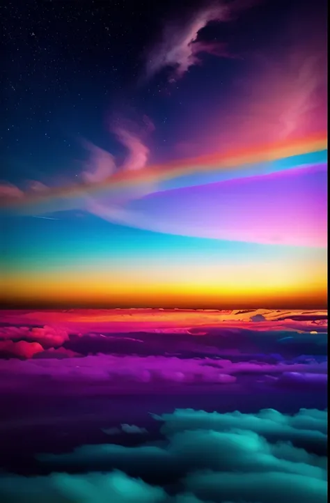 a close up of a colorful sky with clouds, digital art by Sophie Pemberton, unsplash, digital art, psychedelic clouds, iridescent clouds, space clouds, mystic hue clouds, colorful clouds, (((colorful clouds))), psychedelic sky, clouds mystic hue, rainbow cl...