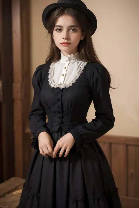 an old photo of a woman in a dress and a hat, in her early 1890s, photo of young woman, a beautiful victorian woman, black-white retro photo 1890, a cute young woman, grayscale 1890 s picture, 1890s picture