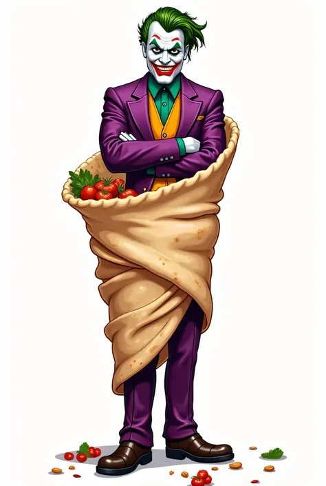 Shawarma wrapped in lavash and full-length joker 